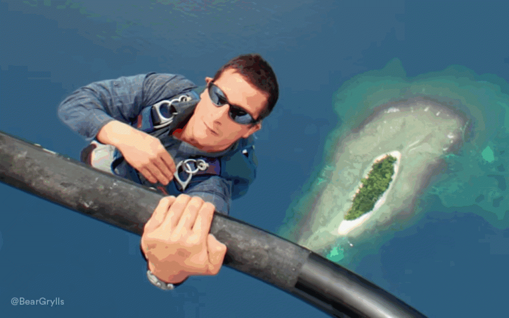 Bear Grylls fall from the helicopter 