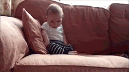 Baby falls asleep on the couch 