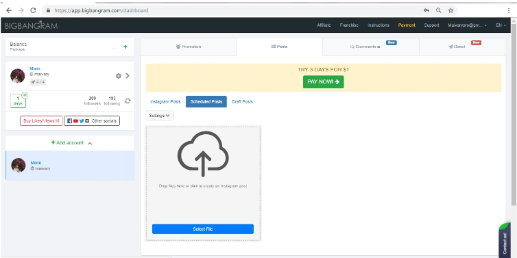 Connect the chosen IG page