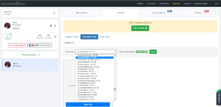 timezone of the target audience