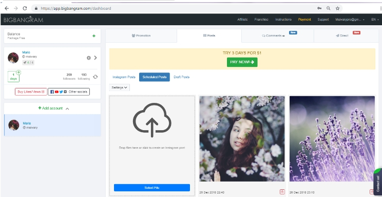 upload photos to bigbangram bot