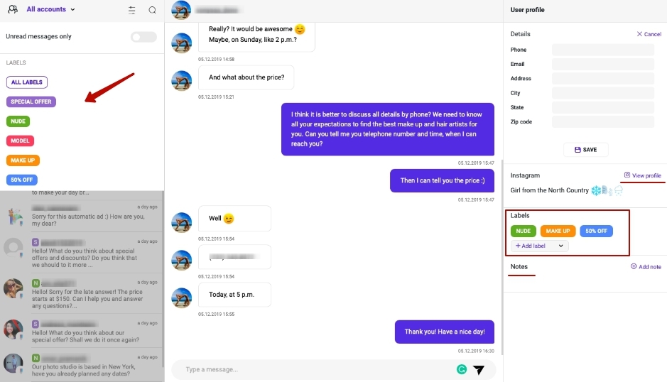 you can tag the messages
