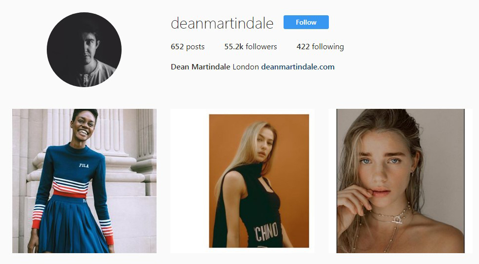 Instagram example of photographer account