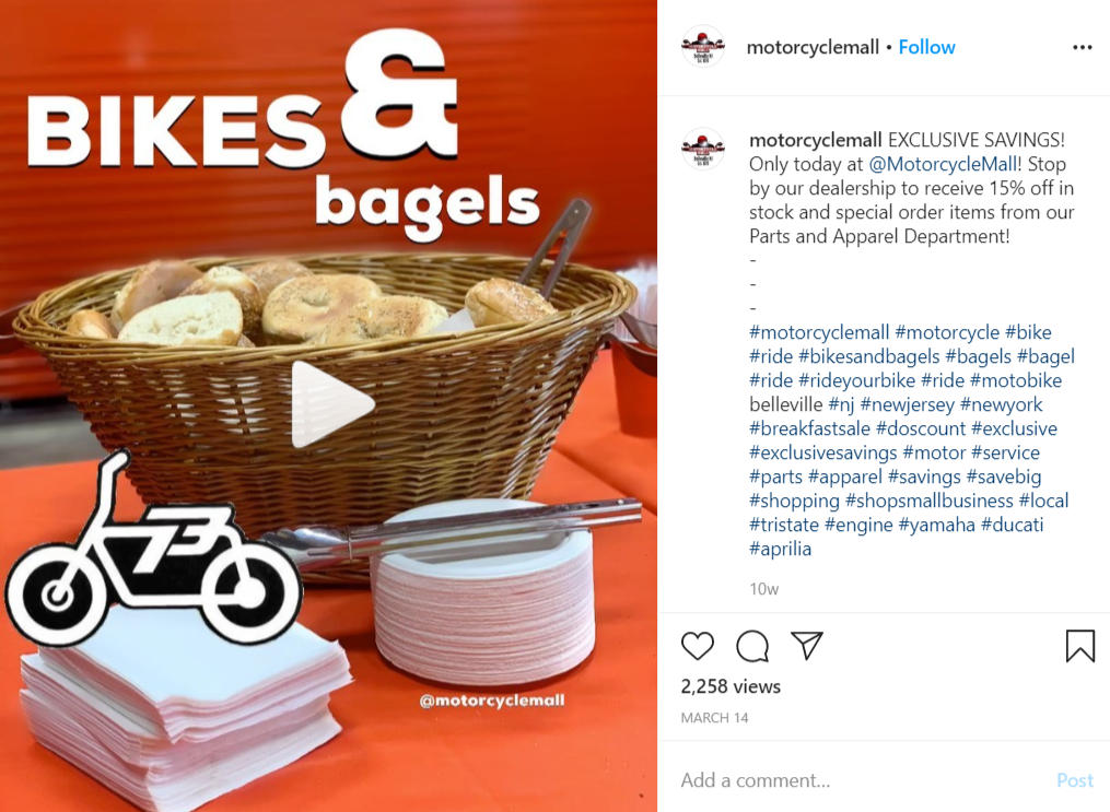 example of discounts on Instagram