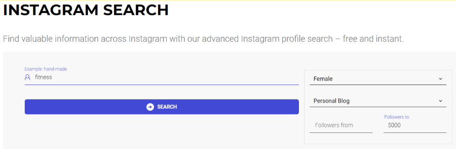 Instagram search tool by Ingramer