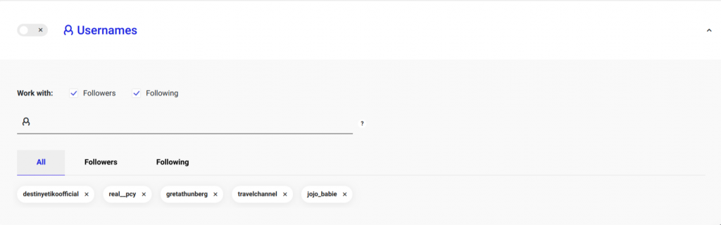 section for Usernames targeting of Ingramer