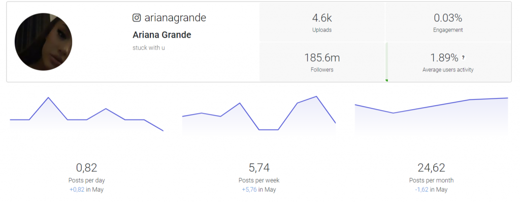 ariana grande's Instagram profile analysis