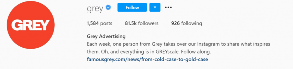 the official Instagram account of Grey Advertising company.