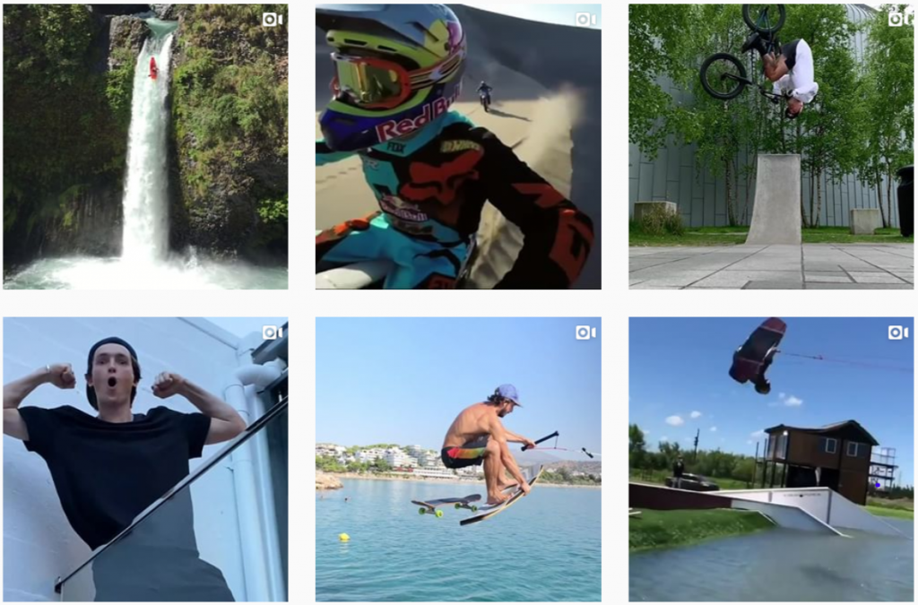 Red Bull's Instagram gallery with a focus on extreme sport