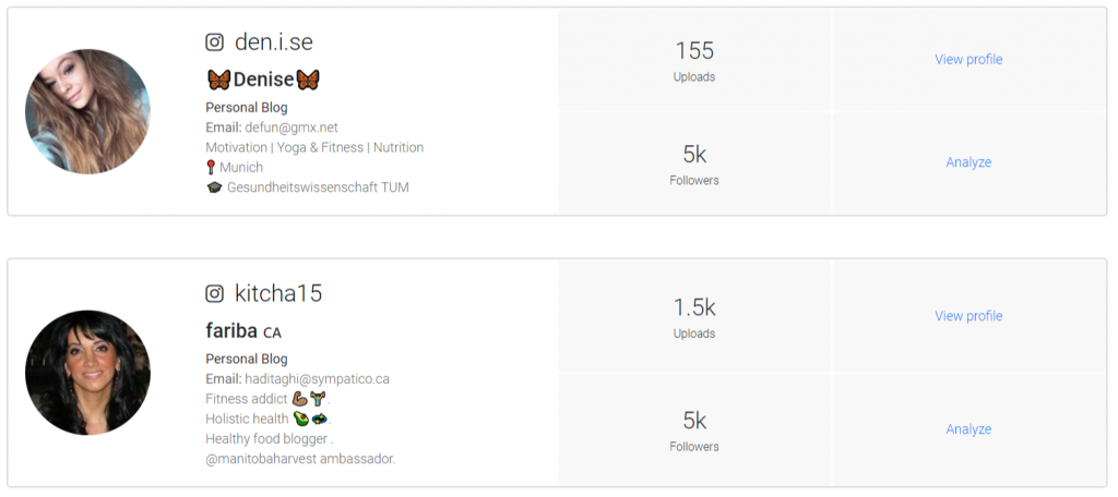 instagram search result by word 'fitness' by Ingramer