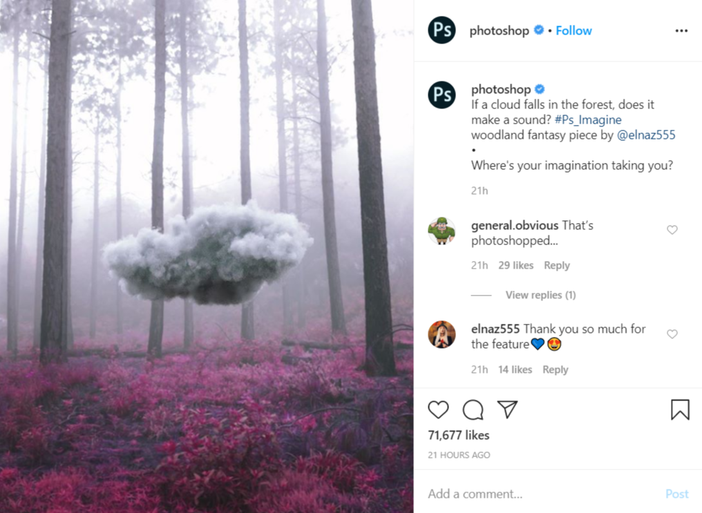 user-generated post on Photoshop's official Instagram account