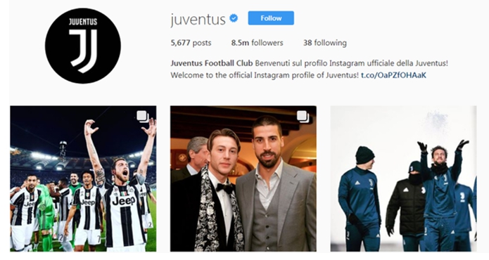 Instagram profile of Juventus
