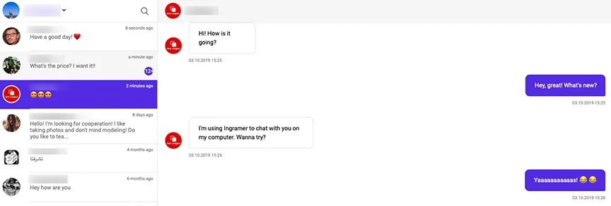 Instagram DM chat