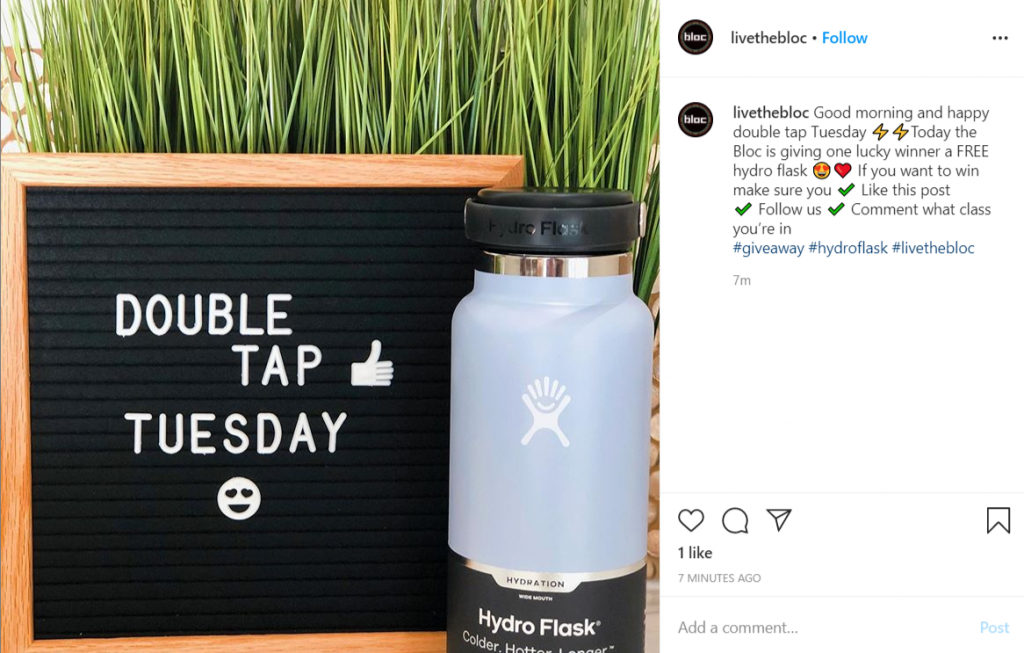 Instagram Giveaway post by Live the Bloc
