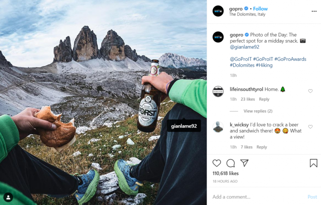 Go Pro's post on Instagram