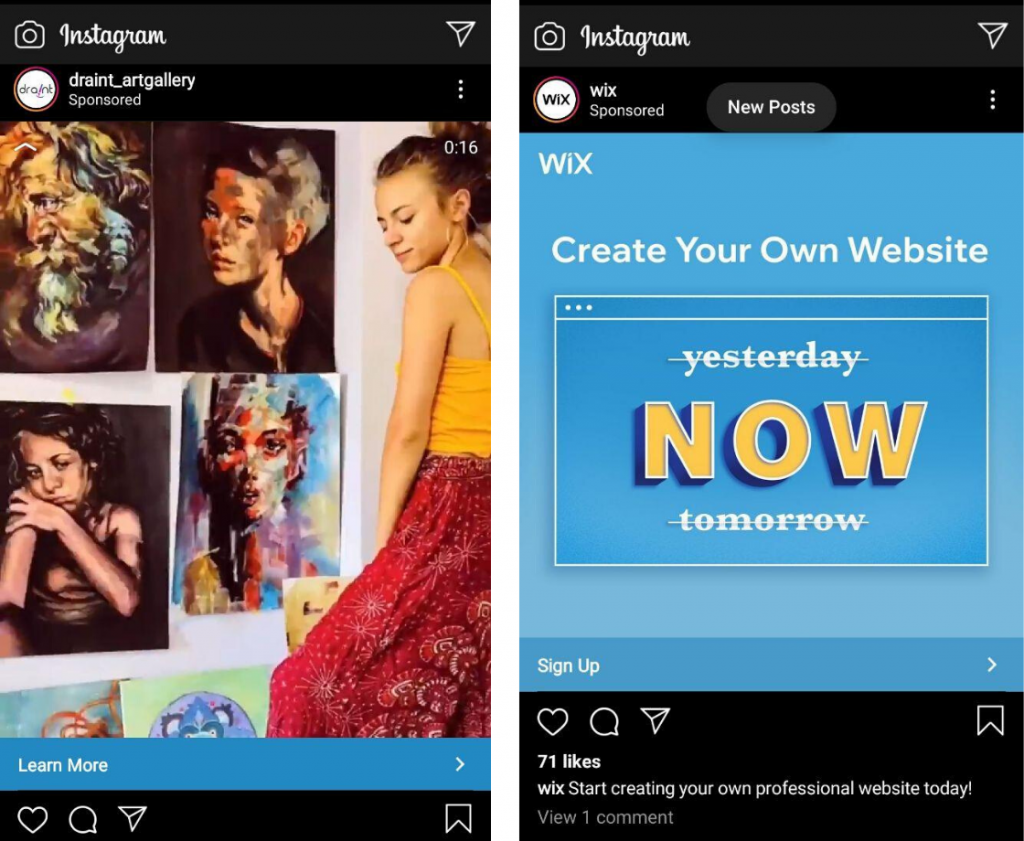 promoted Instagram post examples