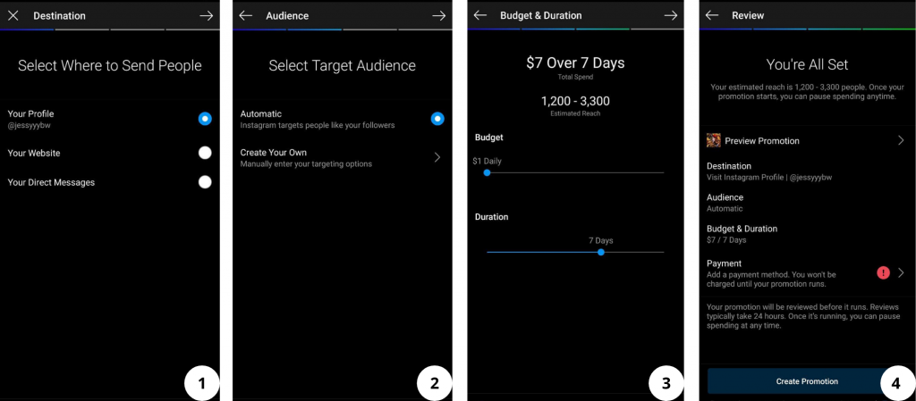 step-by-step guide on setting up Instagram post promotion