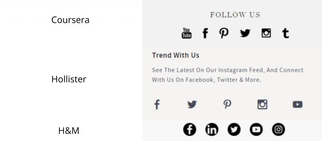 brands using social media links on their websites