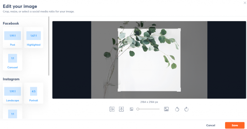 Agorapulse image editor