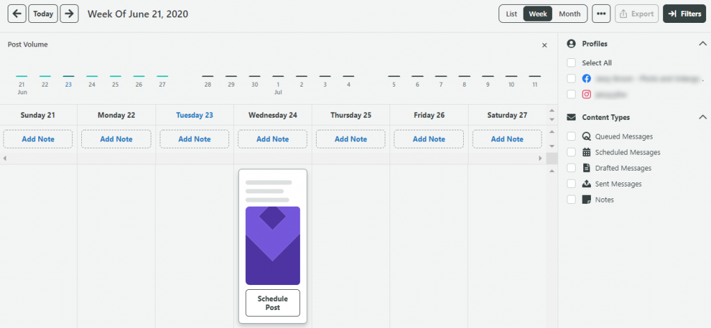Sprout Social Instagram posts calendar