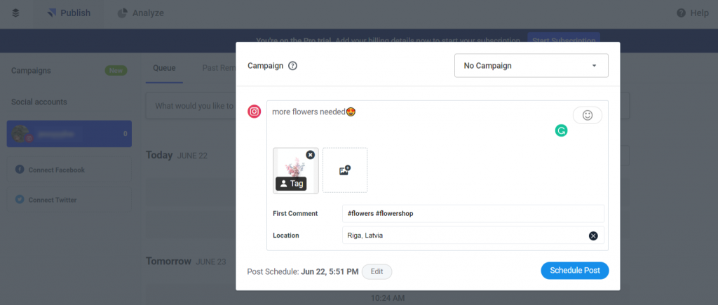 Buffer Scheduled posting