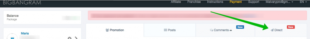 find in dashboard the tab 