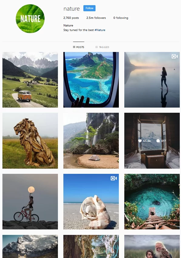 Nature content is very popular