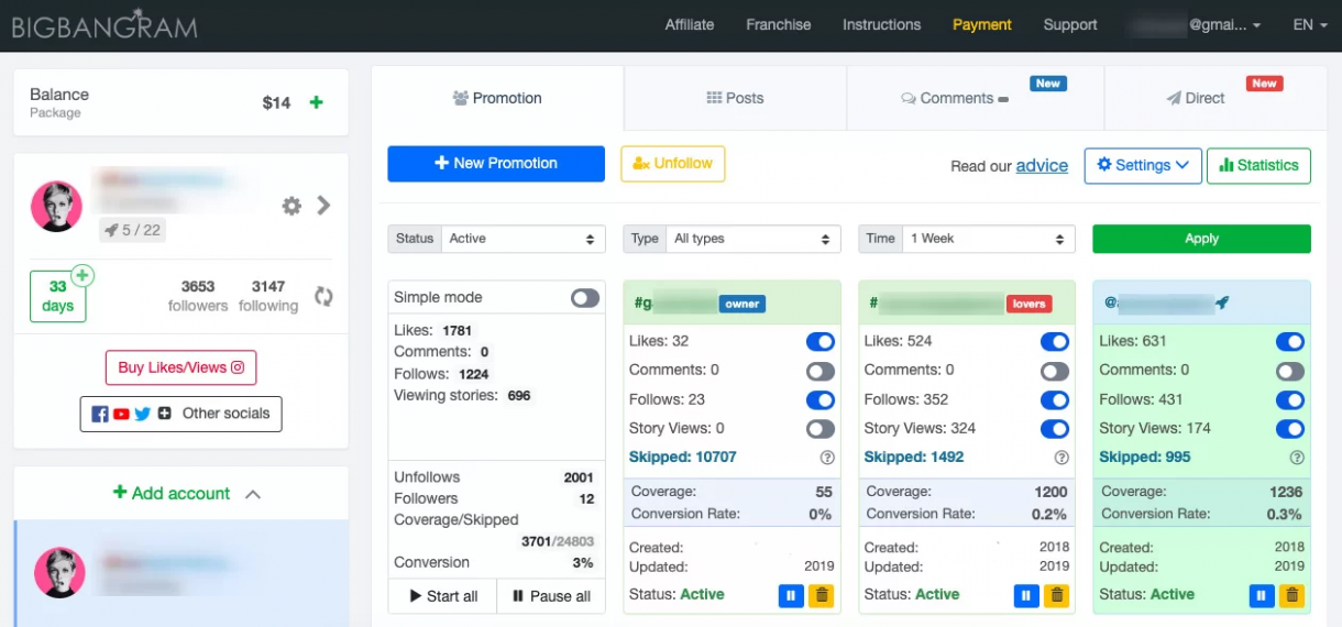 BigBangram dashboard