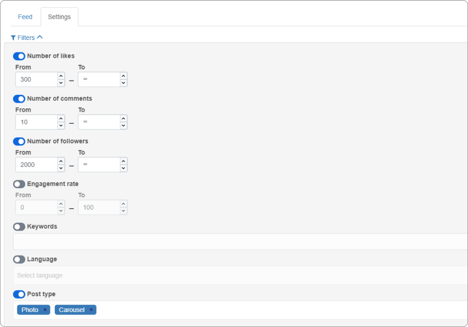 Set additional filters