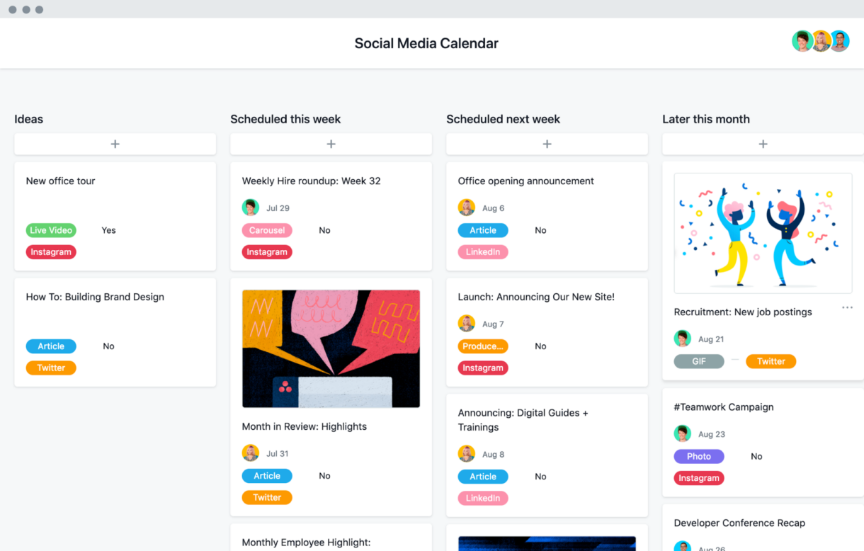 Social Media Calendar instrument