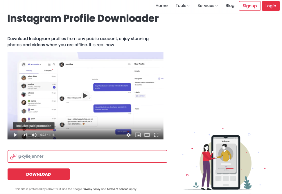 Instagram profile downloader