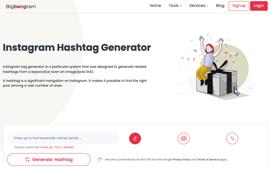 Bigbangram hashtag generator